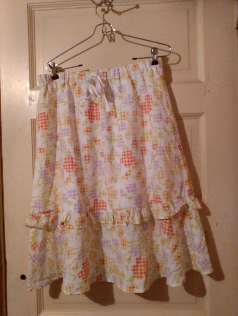 Gingham Flower Cottagecore Whimsygoth Flounced Skirt